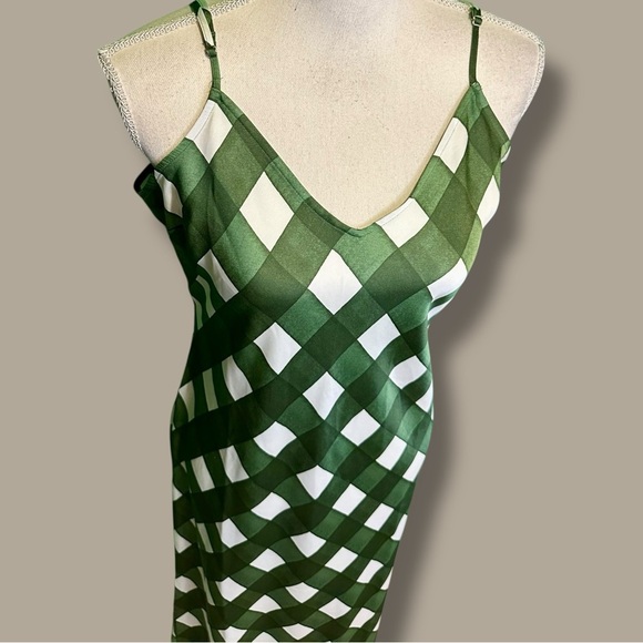 NWT Vineyard Vines ‘Silky Midi Slip Dress’ in “Cypress Green Gingham” Size Large - Picture 3 of 16